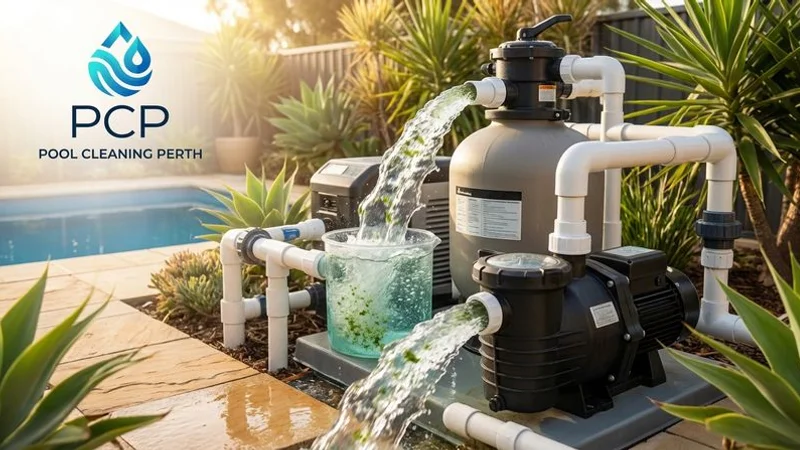 Pool pump and filtration system running continuously during green pool recovery treatment process